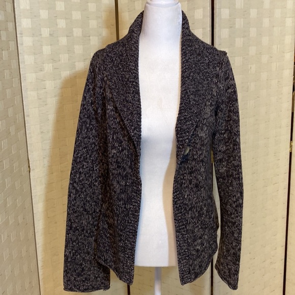 CALVIN KLEIN JEANS CARDIGAN SWEATER BLACK WHITE Flecks ONE Button Size … - Picture 7 of 14